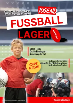 Rot-weiße trendige Fußball-Camp-Werbung