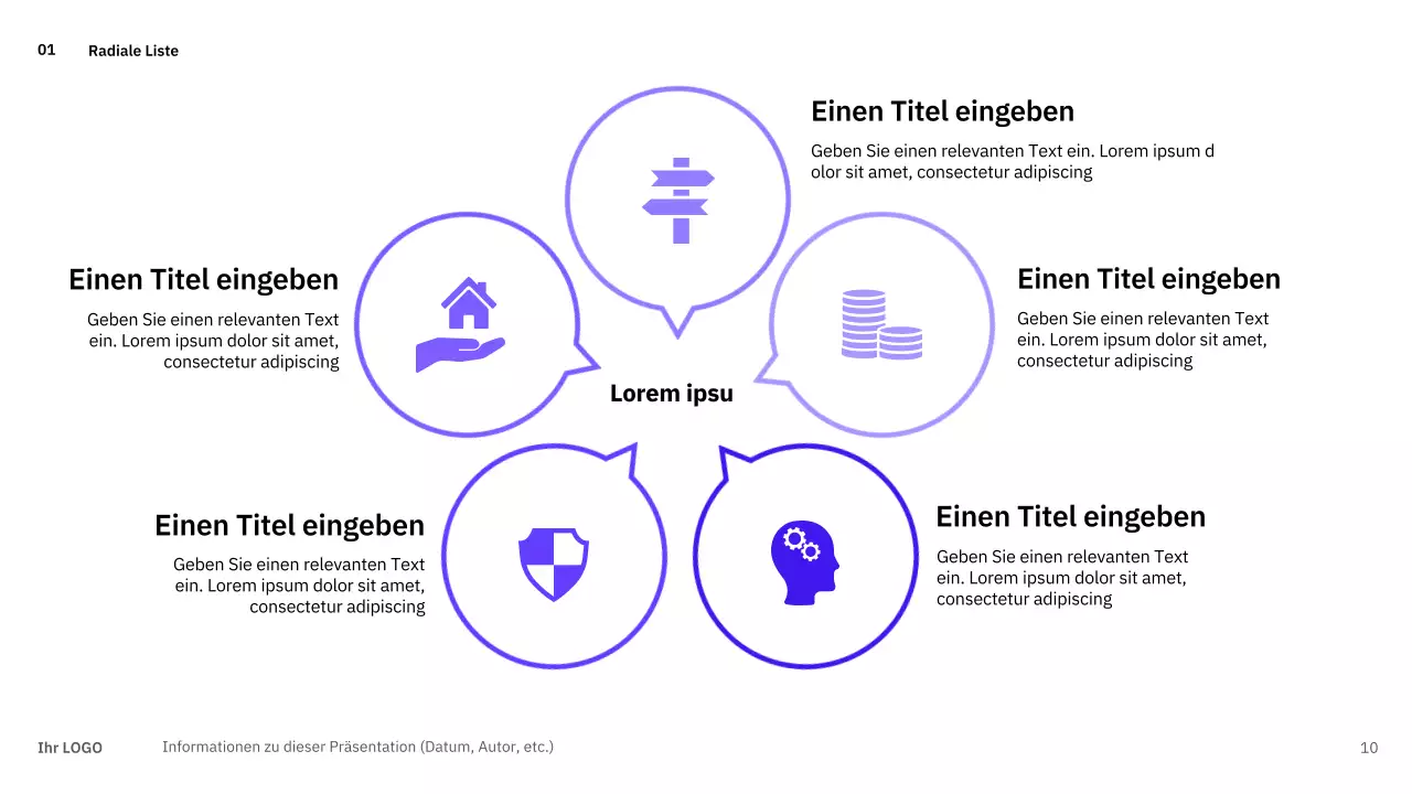 Einfache, abwechslungsreiche Layouts in Blau für die Planung