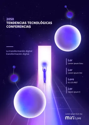 Promueva una conferencia digital con un toque cibernético en azul marino y morado