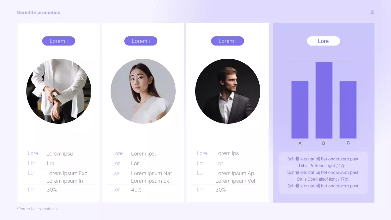 Een eenvoudige paarse en grijze promotieslip