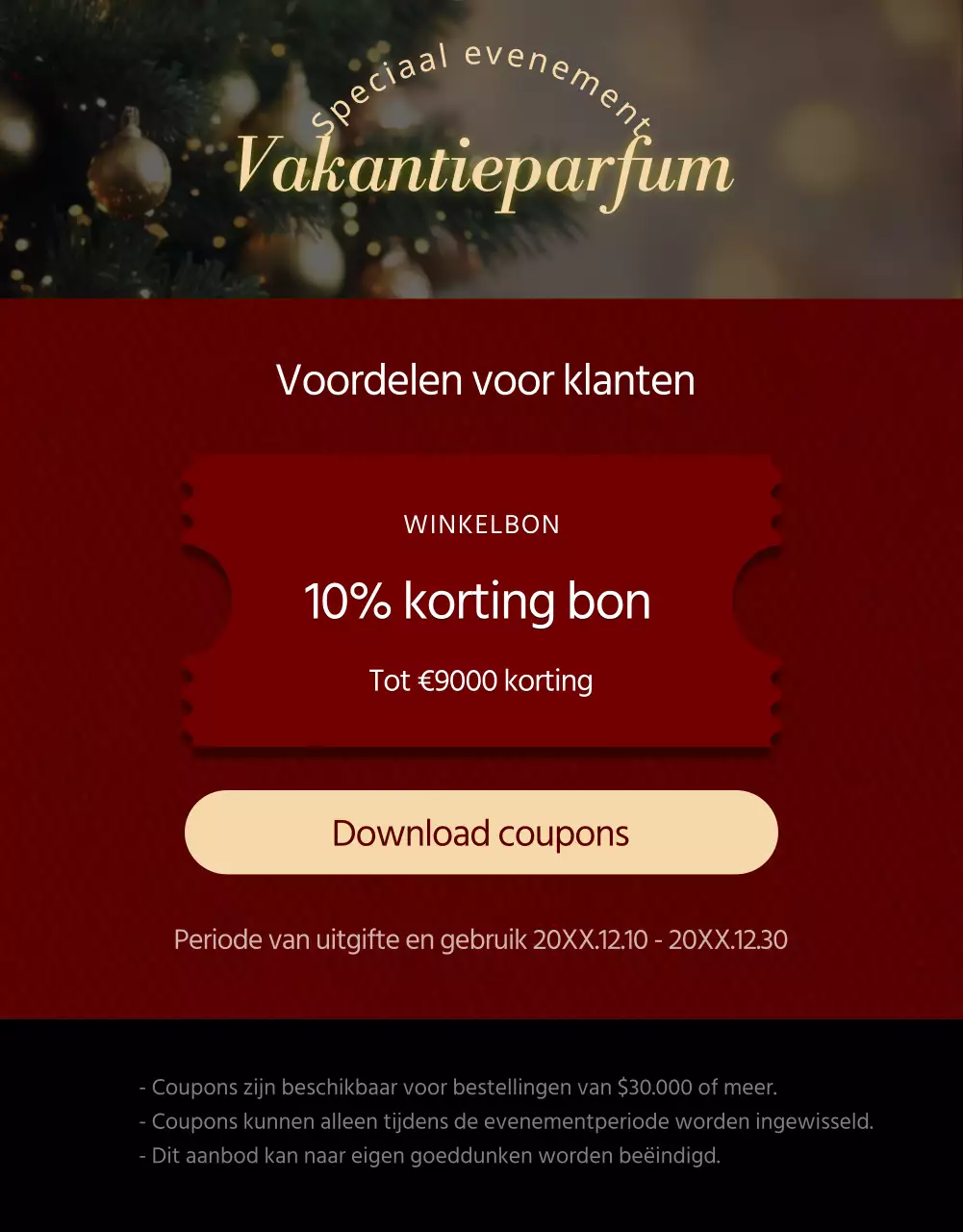 Promoot een luxe kerstverkoop in rood en geel