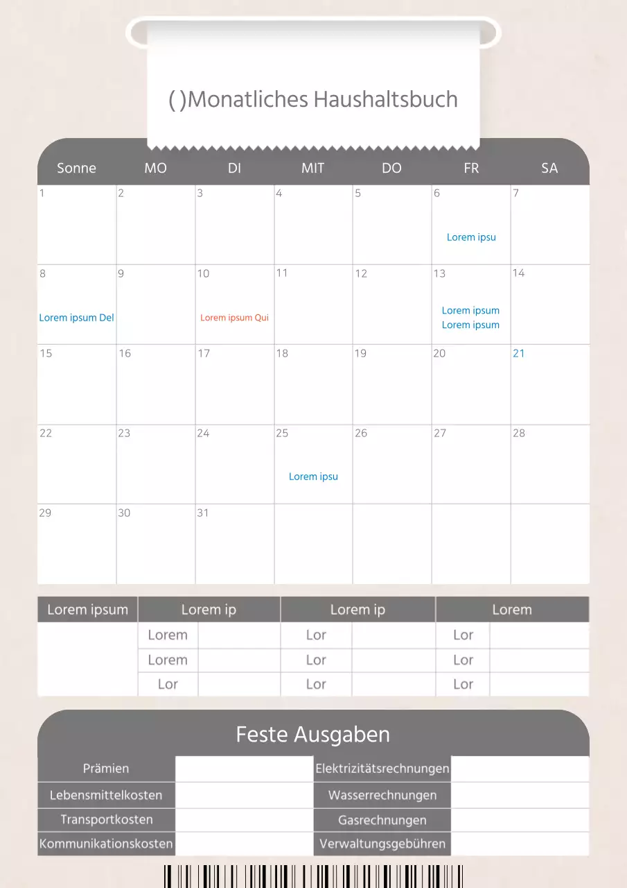 Ein kitschiger Haushaltsplaner in Rosa und Grau