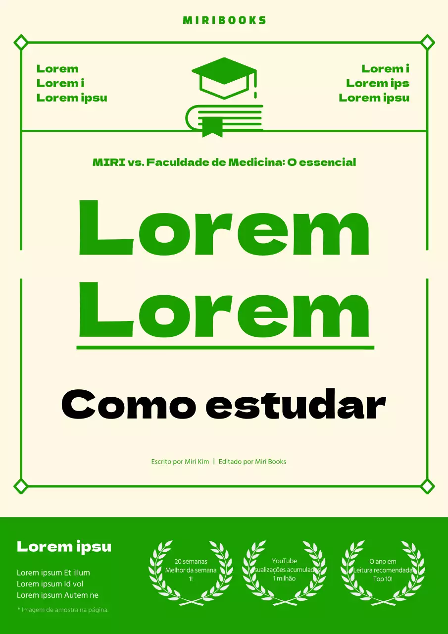Capa simples amarela e verde do guia de estudo