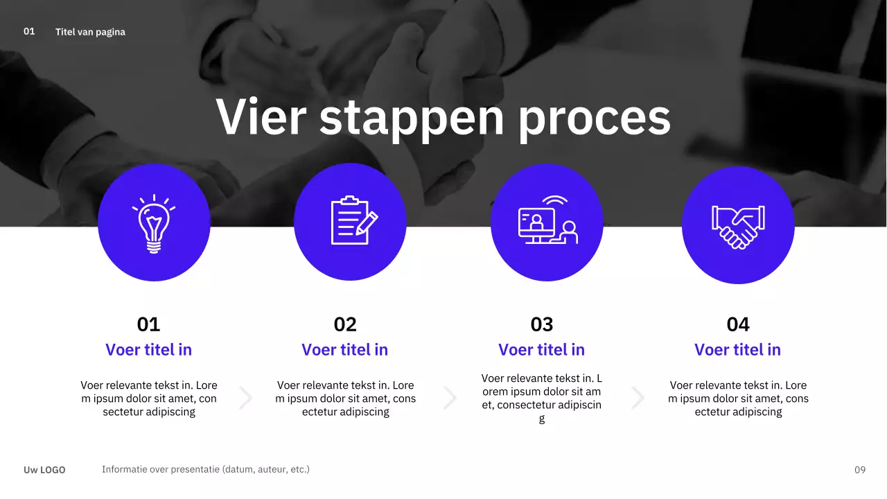 Eenvoudige, gevarieerde lay-outs in blauw voor planning