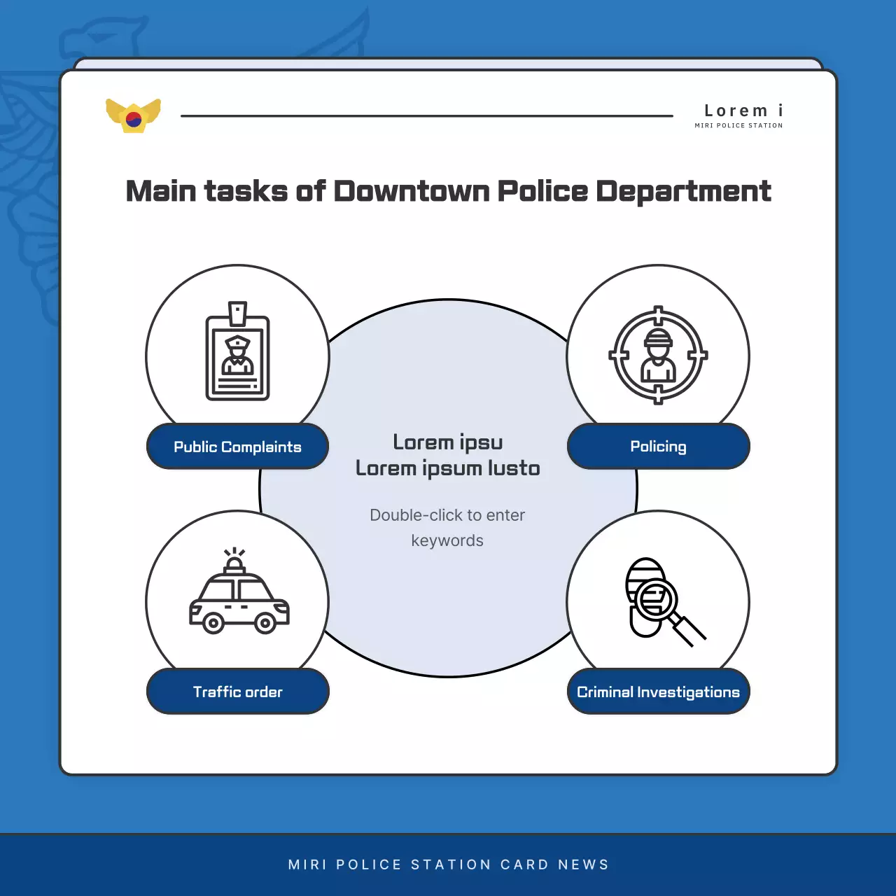 Default police department newsletter postings in blue and navy blue