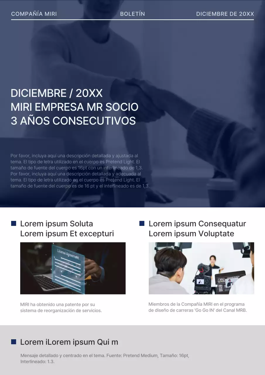 Anuncios modernos de noticias de empresa en blanco y negro