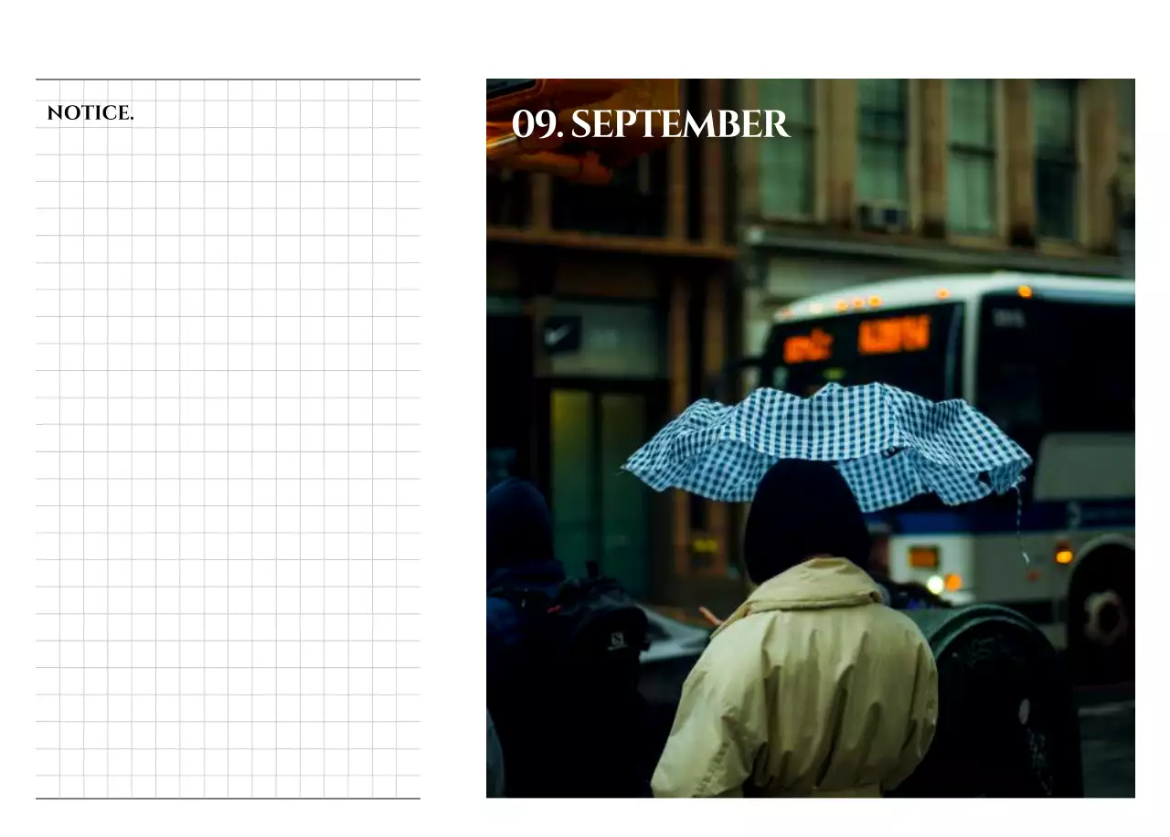 Simple style calendar with an emotional travel photography concept