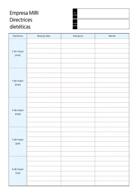 Guía básica del plan de comidas semanal en azul claro y blanco
