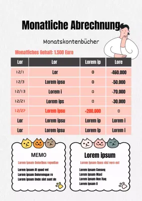 Minimalistischer monatlicher Haushaltsplaner in Rosa und Schwarz