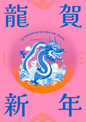 Kitschige Neujahrsgrüße in Rosa