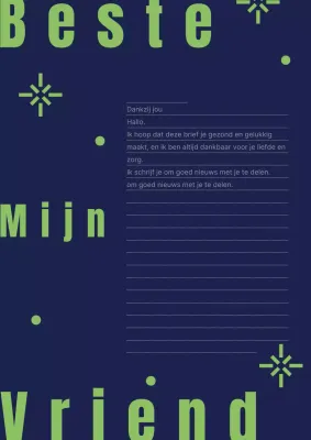 Moderne briefuitnodiging in marineblauw en chartreuse