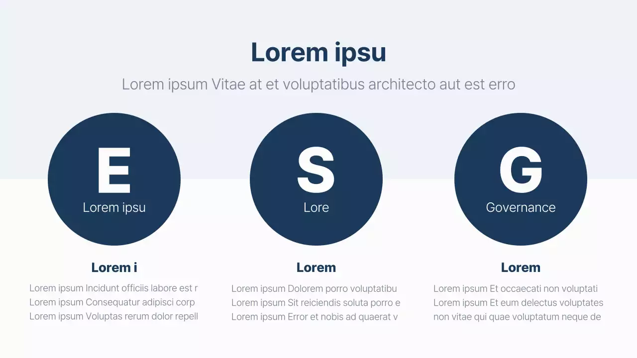 Ein einfacher ESG-Bericht in Marineblau und Hellblau