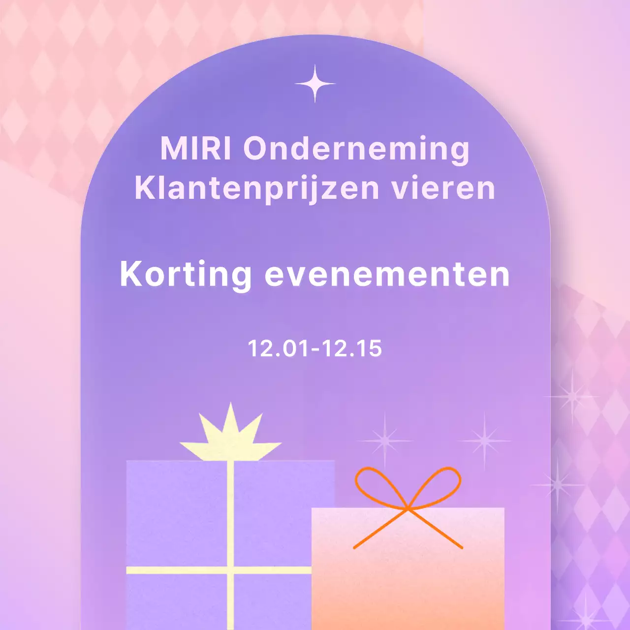 Een schattige roze en paarse bekroonde verkoopadvertentie