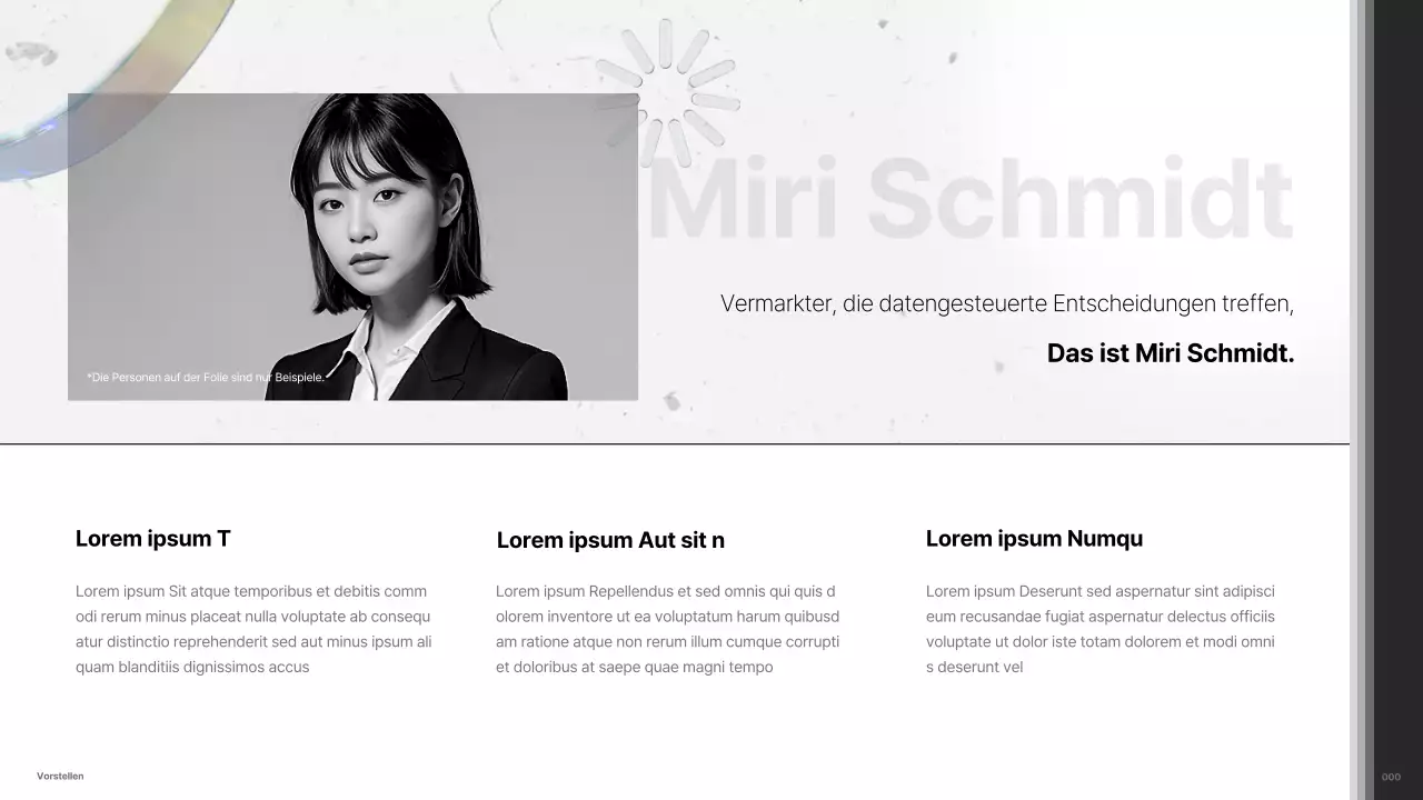 Minimalistisches Schwarz-Weiß-Portfolio für Karriere-Vermarkter