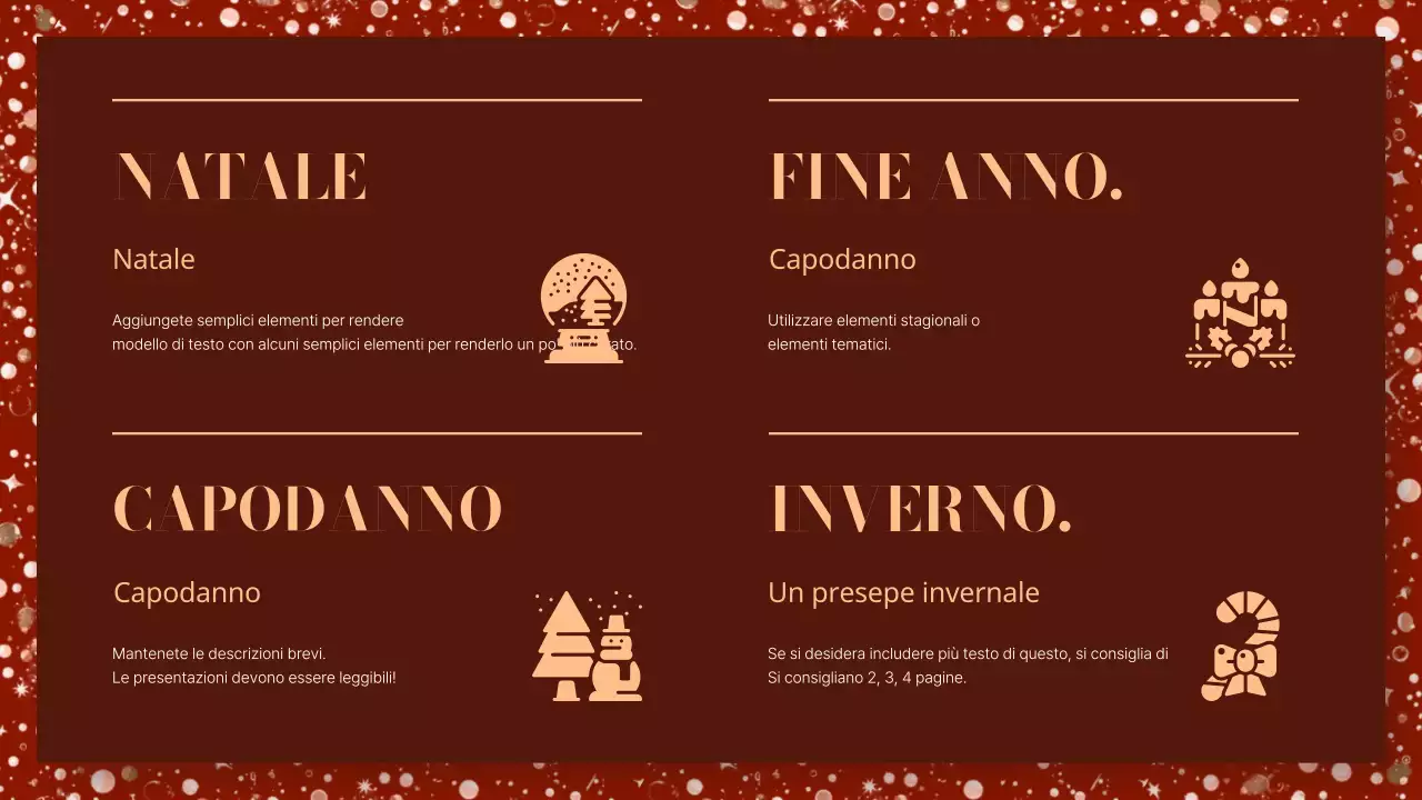 Una lussuosa presentazione per eventi natalizi in rosso e marrone