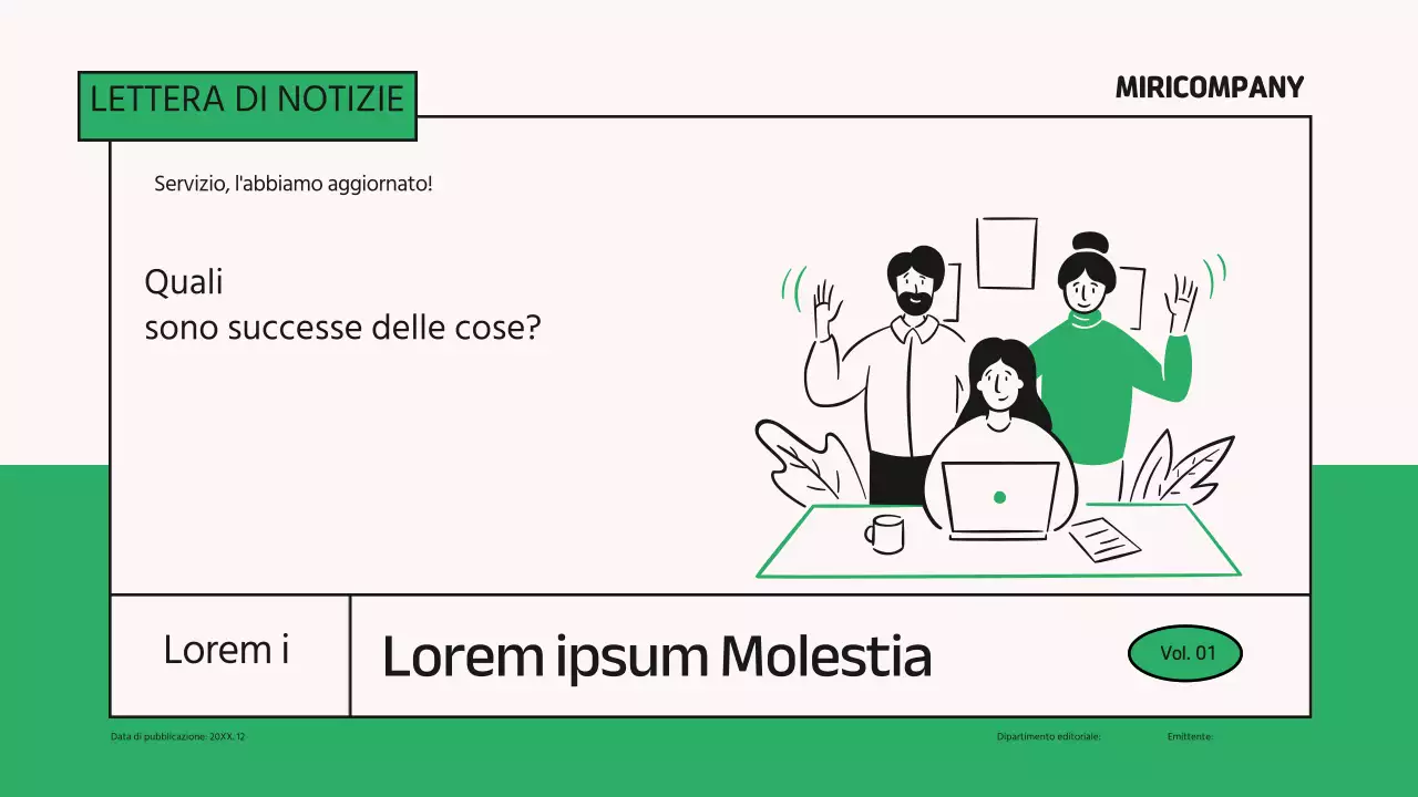 La newsletter mensile aziendale verde e moderna