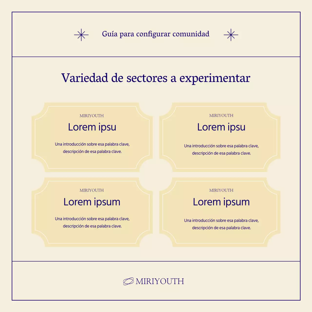 Un sencillo puesto de reclutamiento comunitario en azul marino y beige