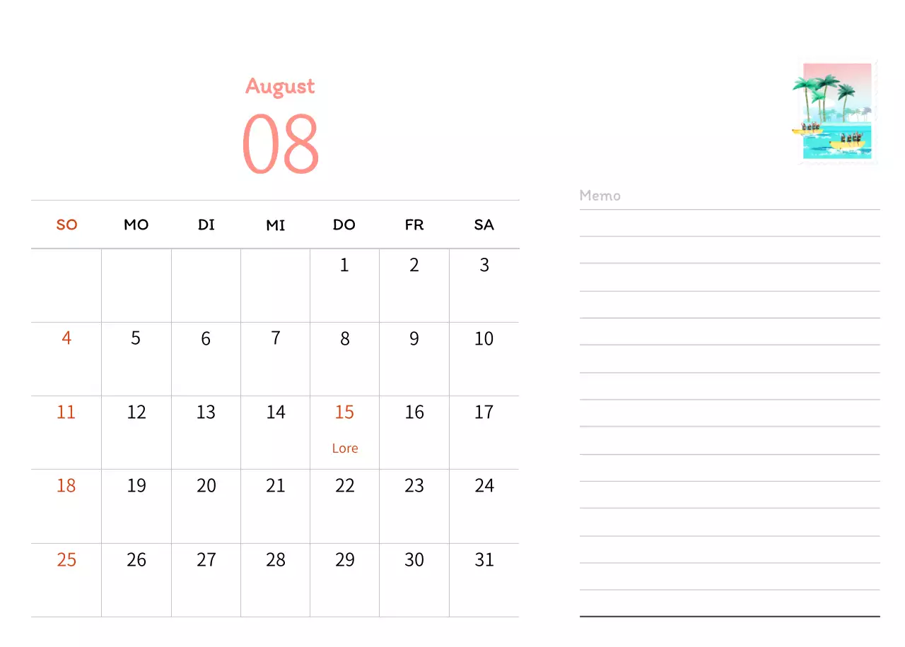 Stempelillustrationen mit einem warmen Konzept