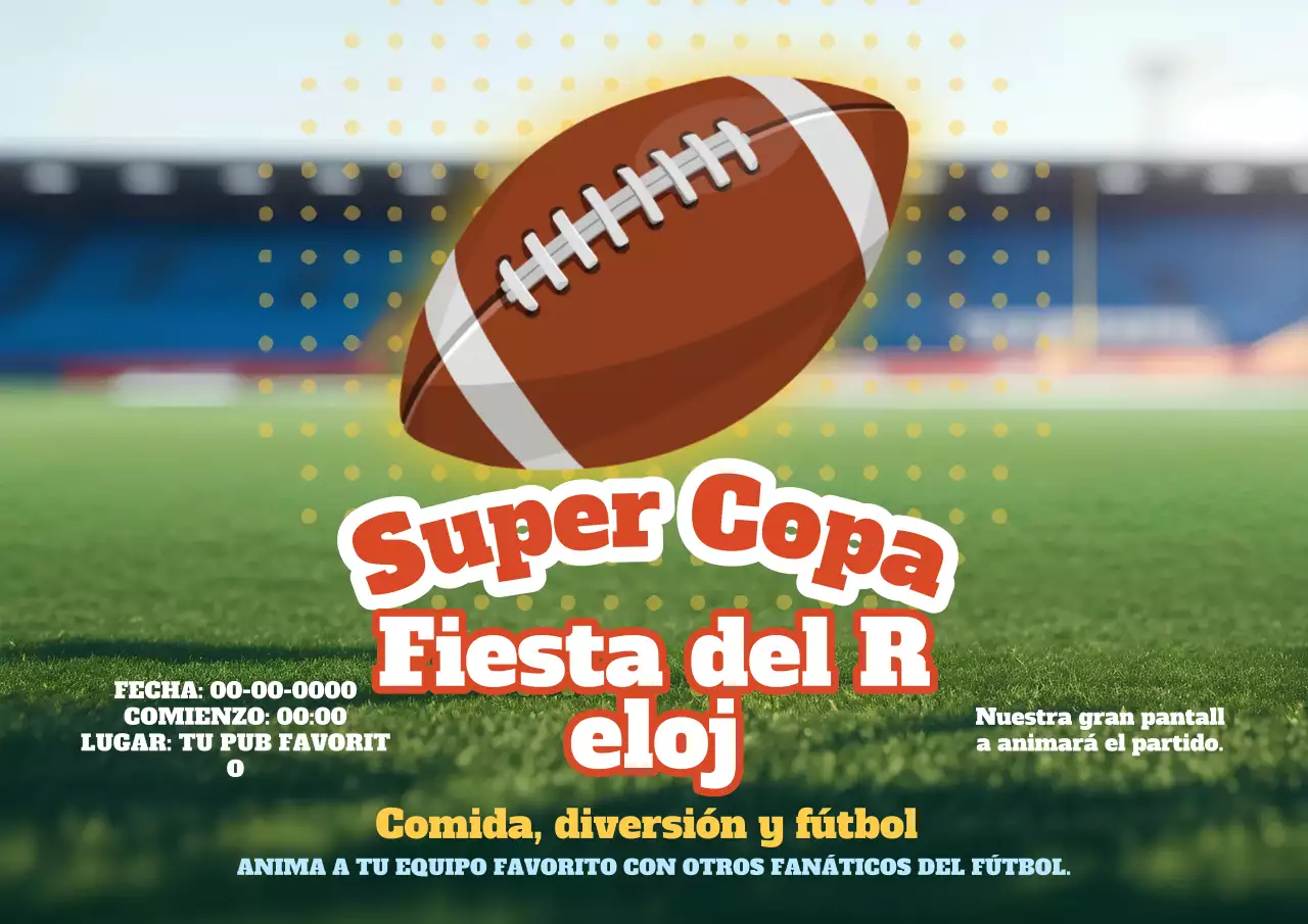 Invitación clásica verde y roja para ver la Super Bowl