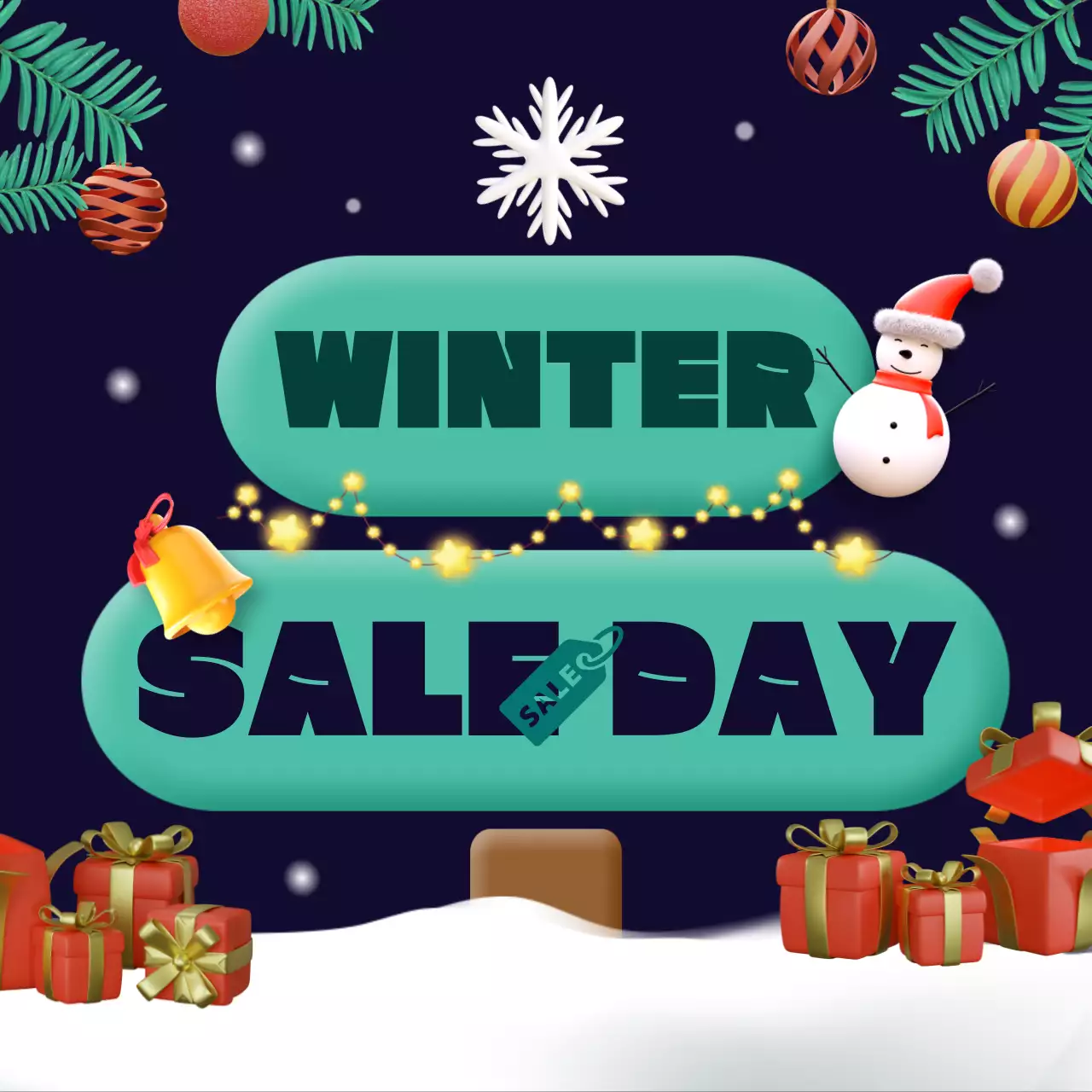 Navy Festive Winter Sale Promotion Social Media Post