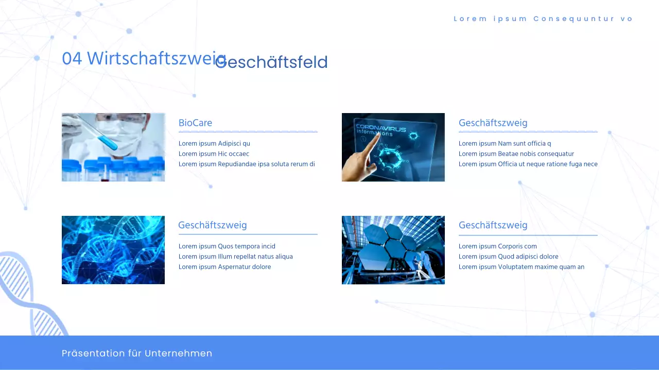 Modernes pharmazeutisches Gesundheitswesen - Ausschreibungsvorschlag in Weiß und Blau