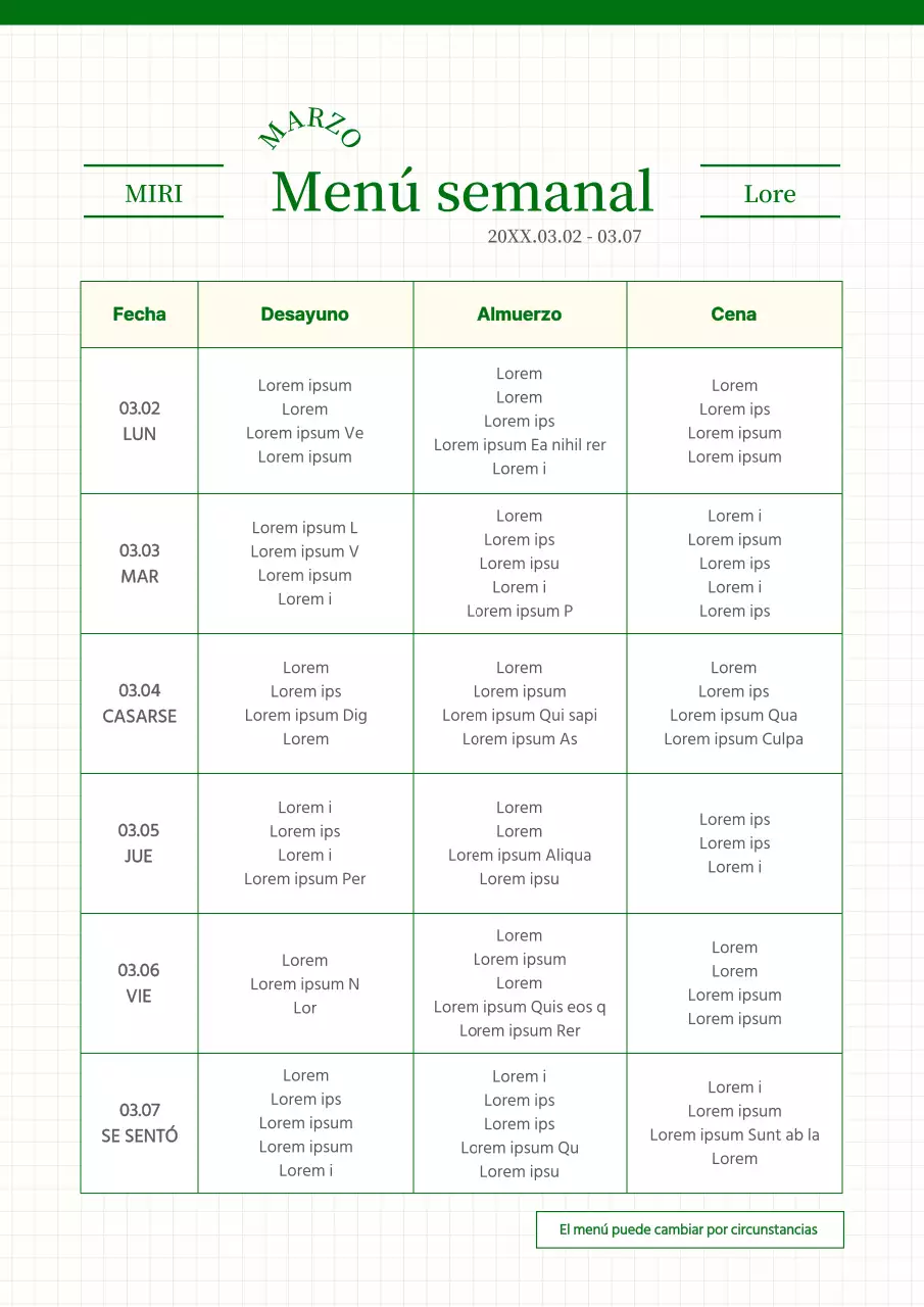 Guía de menús de empresa modernos en verde y beige