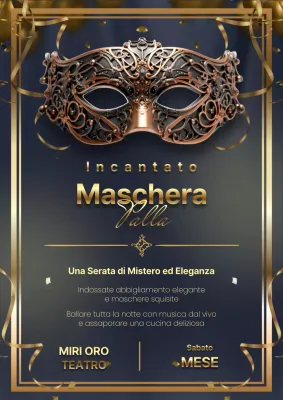Elegante invito al ballo in maschera nero e oro