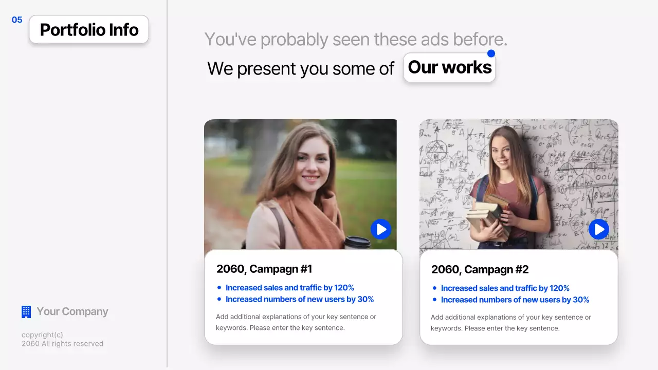 파랑과 흰색의 심플한 스토리텔링 회사소개서