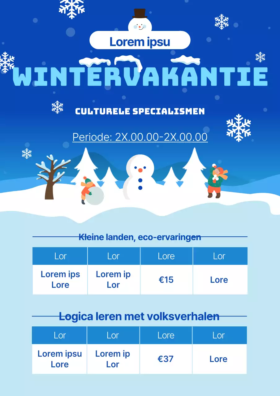 Lichtblauw en wit minimalistisch lesmateriaal voor de wintervakantie