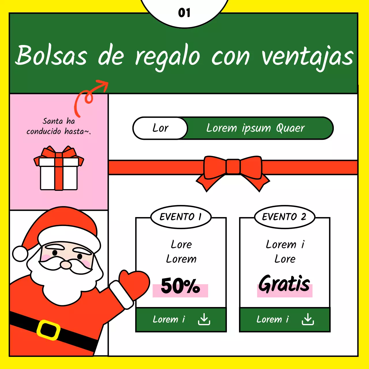 Bonito anuncio de plantilla navideña en rojo y amarillo