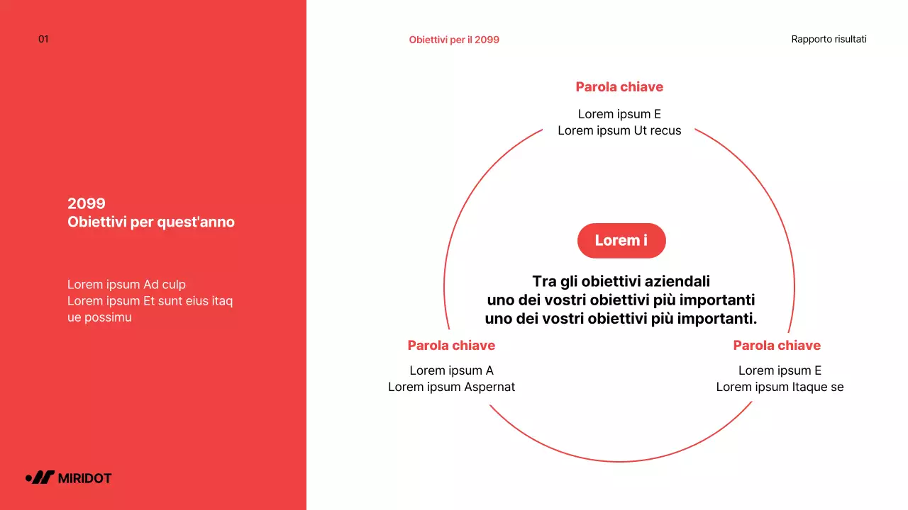 Semplice rapporto di performance di fine anno con accenti rossi
