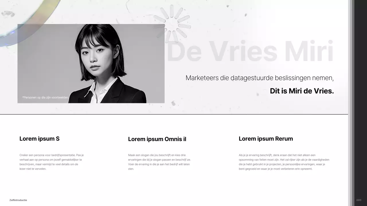 Minimalistische zwart-wit carrière marketeer portfolio