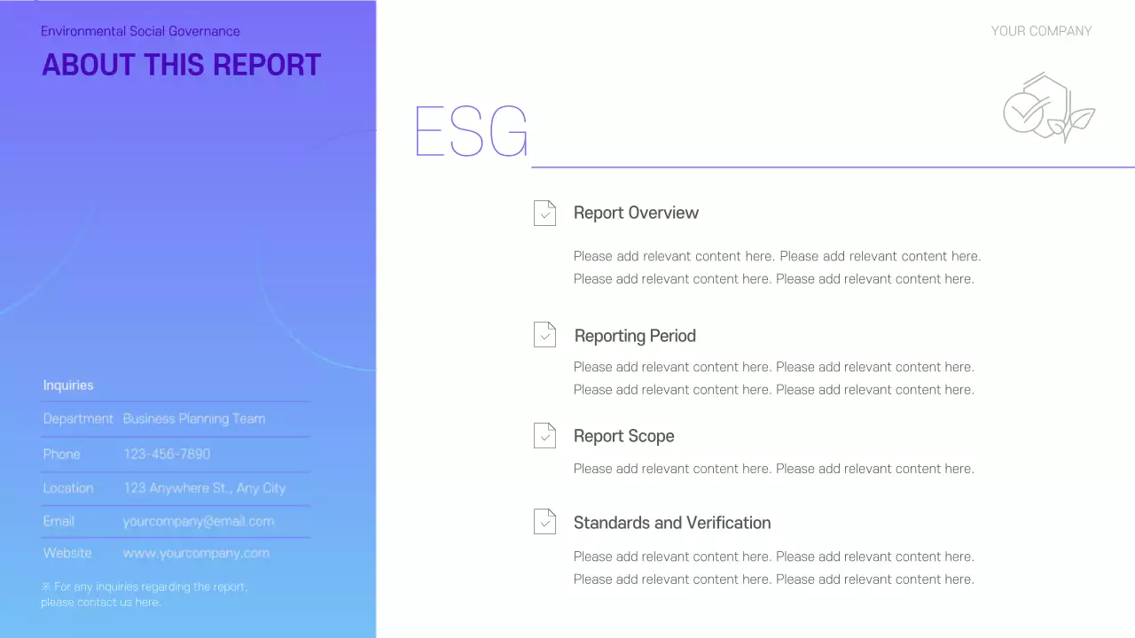 Blue Modern Sustainability Report Presentation