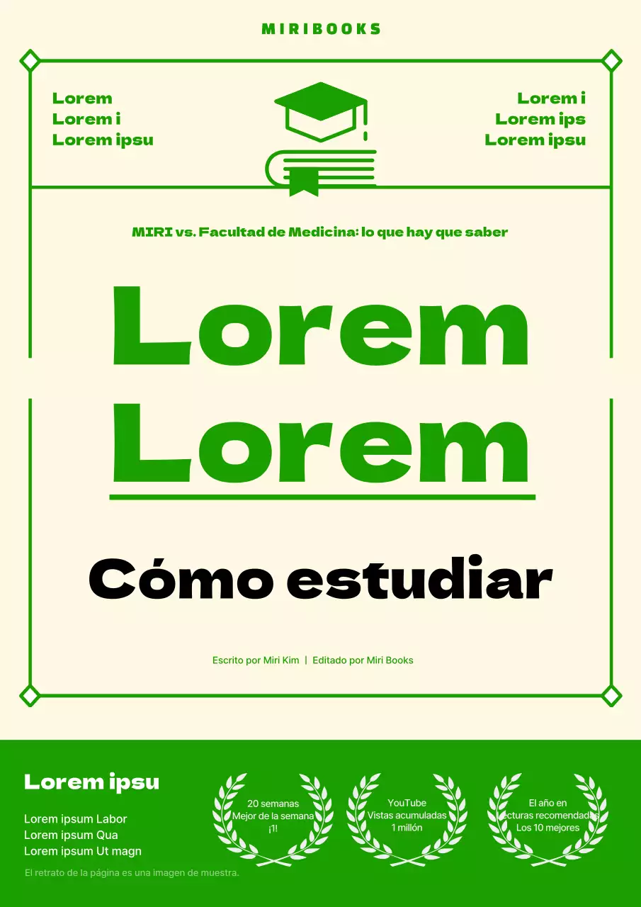 Portada sencilla de la guía de estudio en amarillo y verde