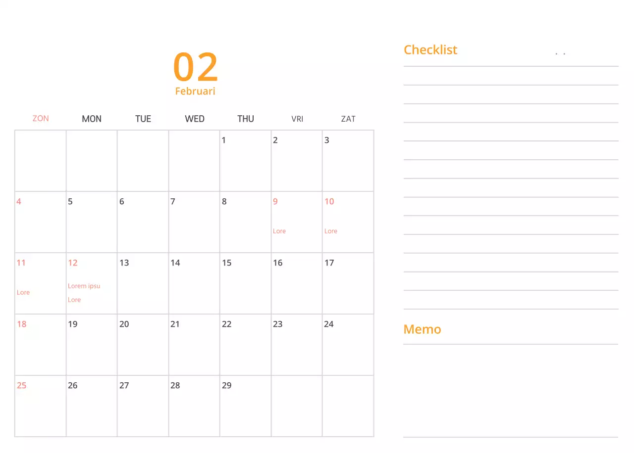Schattige geïllustreerde groene bureaukalender met familiethema