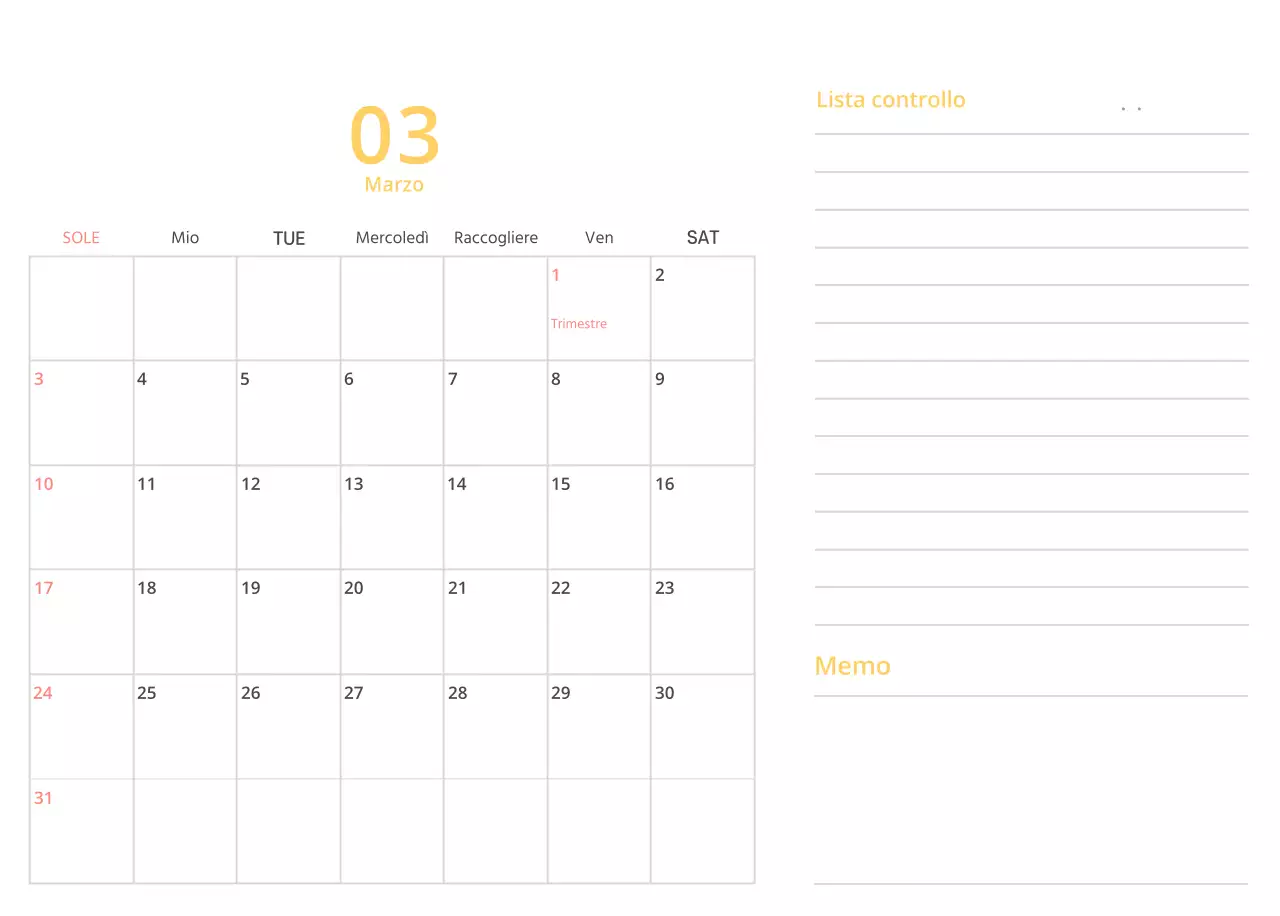 Simpatico calendario da tavolo illustrato verde a tema famiglia