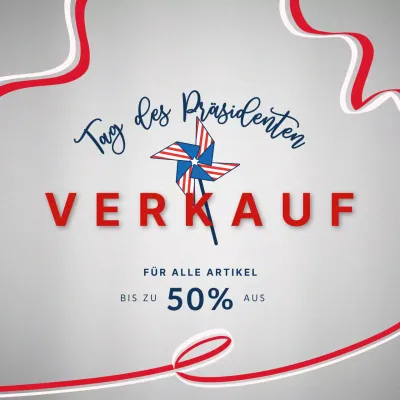 Grau und Rot Basic President's Day Sale Anzeige