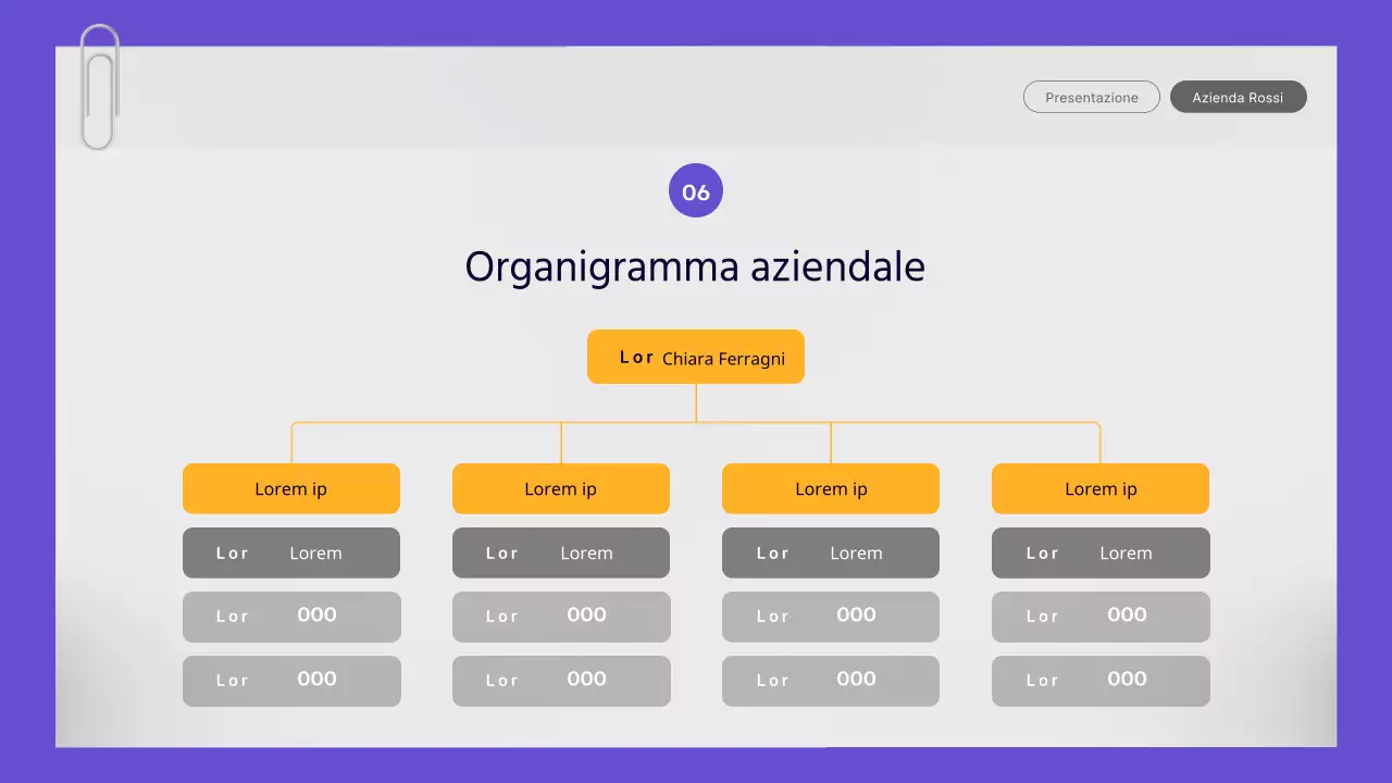 Un semplice rapporto di lavoro per impiegati in viola e giallo