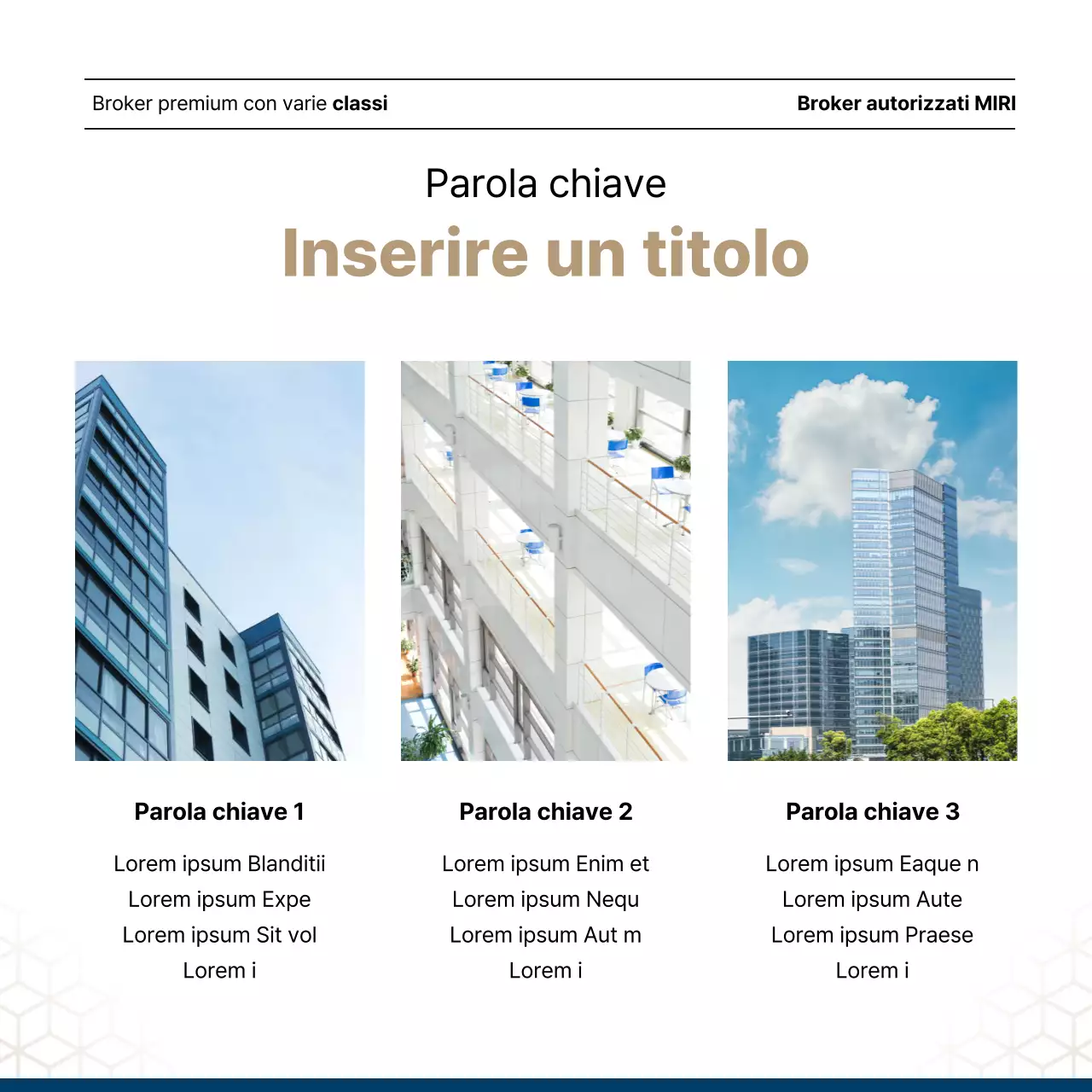 Lussuoso annuncio immobiliare in blu navy e oro di un agente immobiliare.