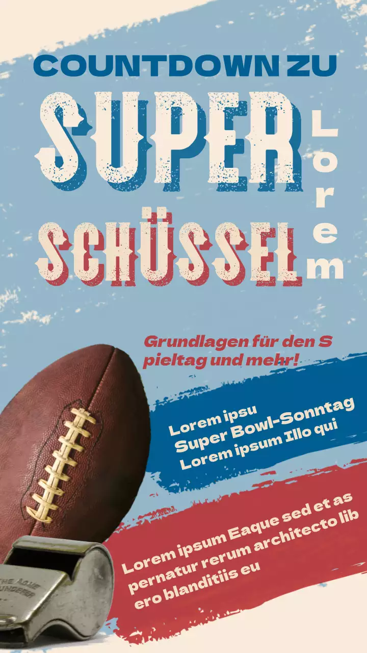 Alte Super Bowl Countdown-Anzeige in Blau und Rot