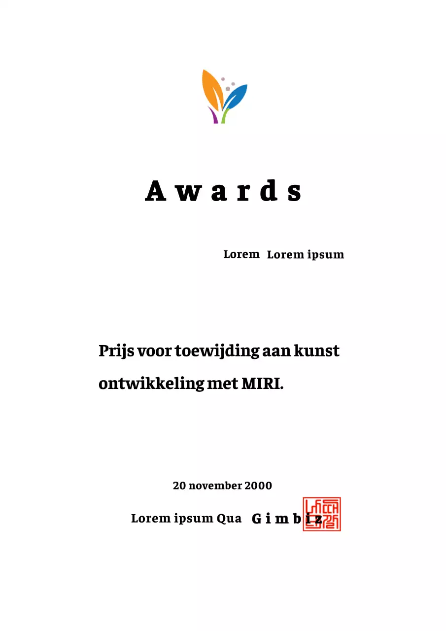 Achievement Award kleurontwerp