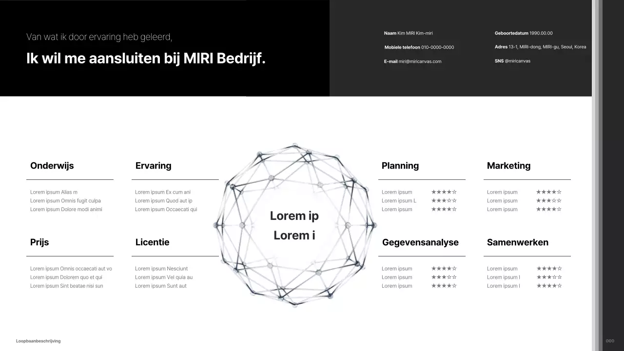 Minimalistische zwart-wit carrière marketeer portfolio