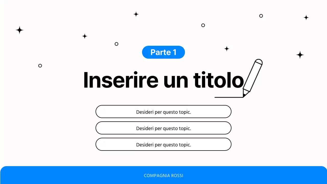 Semplice presentazione del lavoro d'ufficio in blu e nero