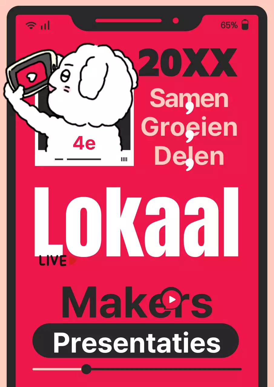 Uitnodiging voor een creatorpresentatie in pop-artstijl met een rode achtergrond