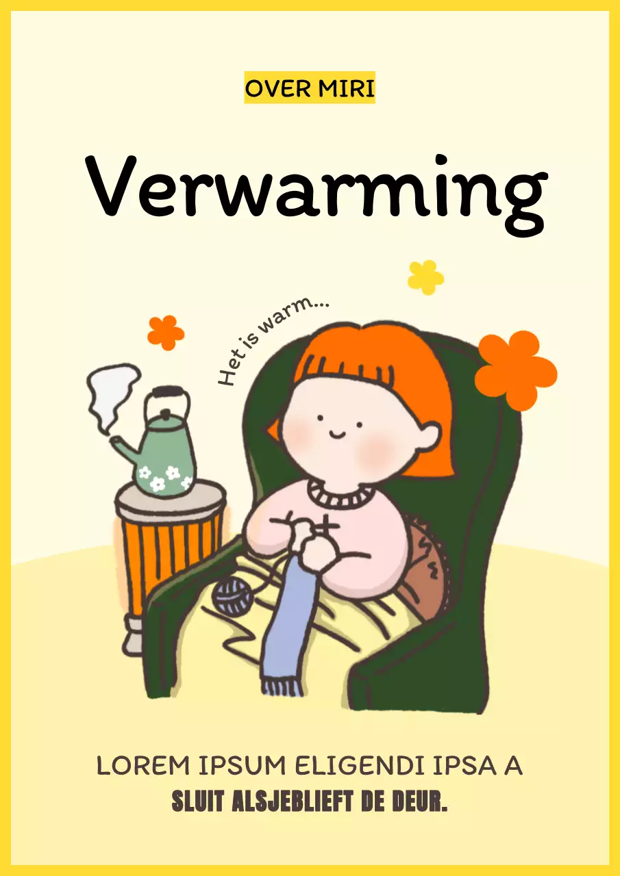Een vrolijk geel en oranje verwarmingsbericht