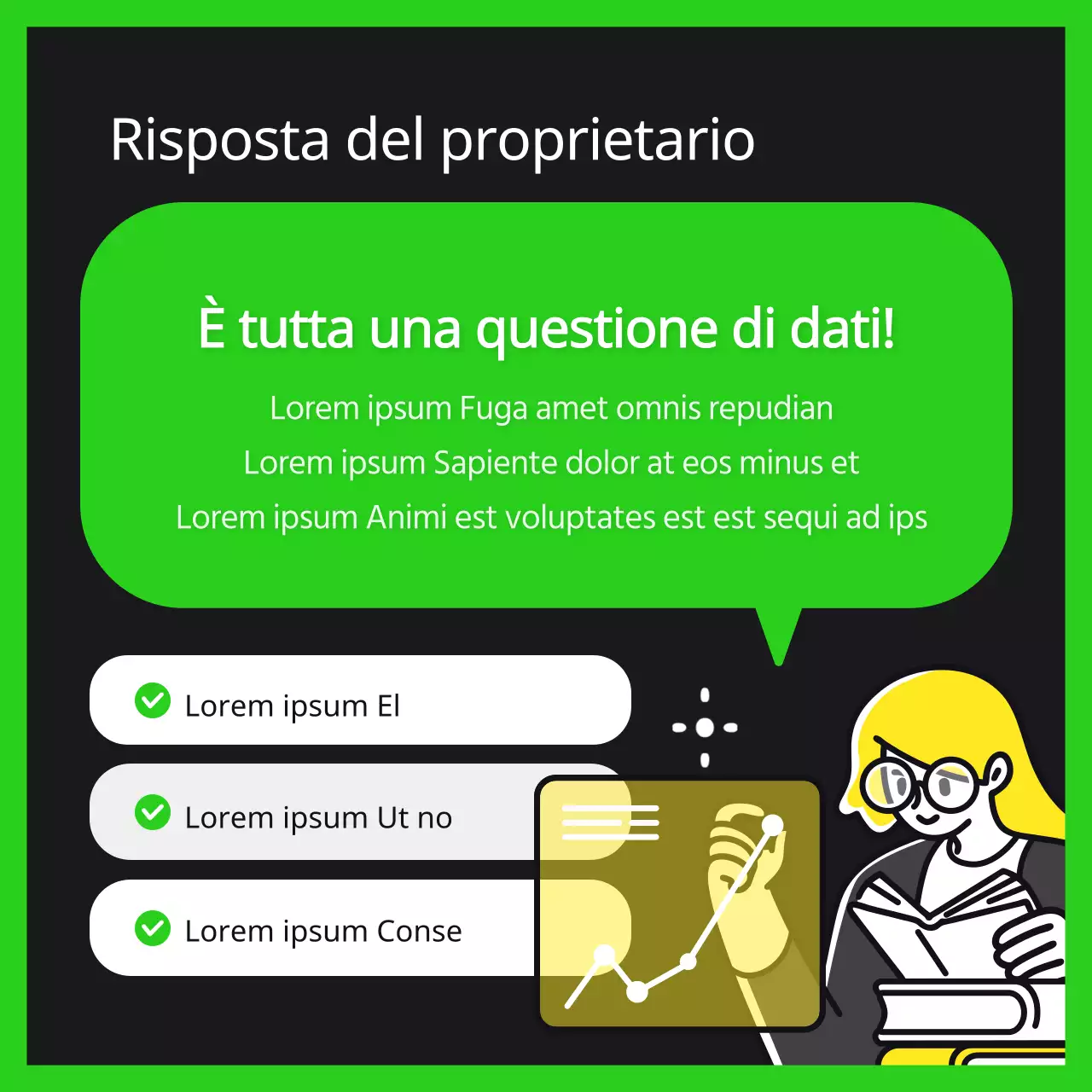 Informazioni sul colloquio con l'incumbent nello stile trendy del verde lime e del nero