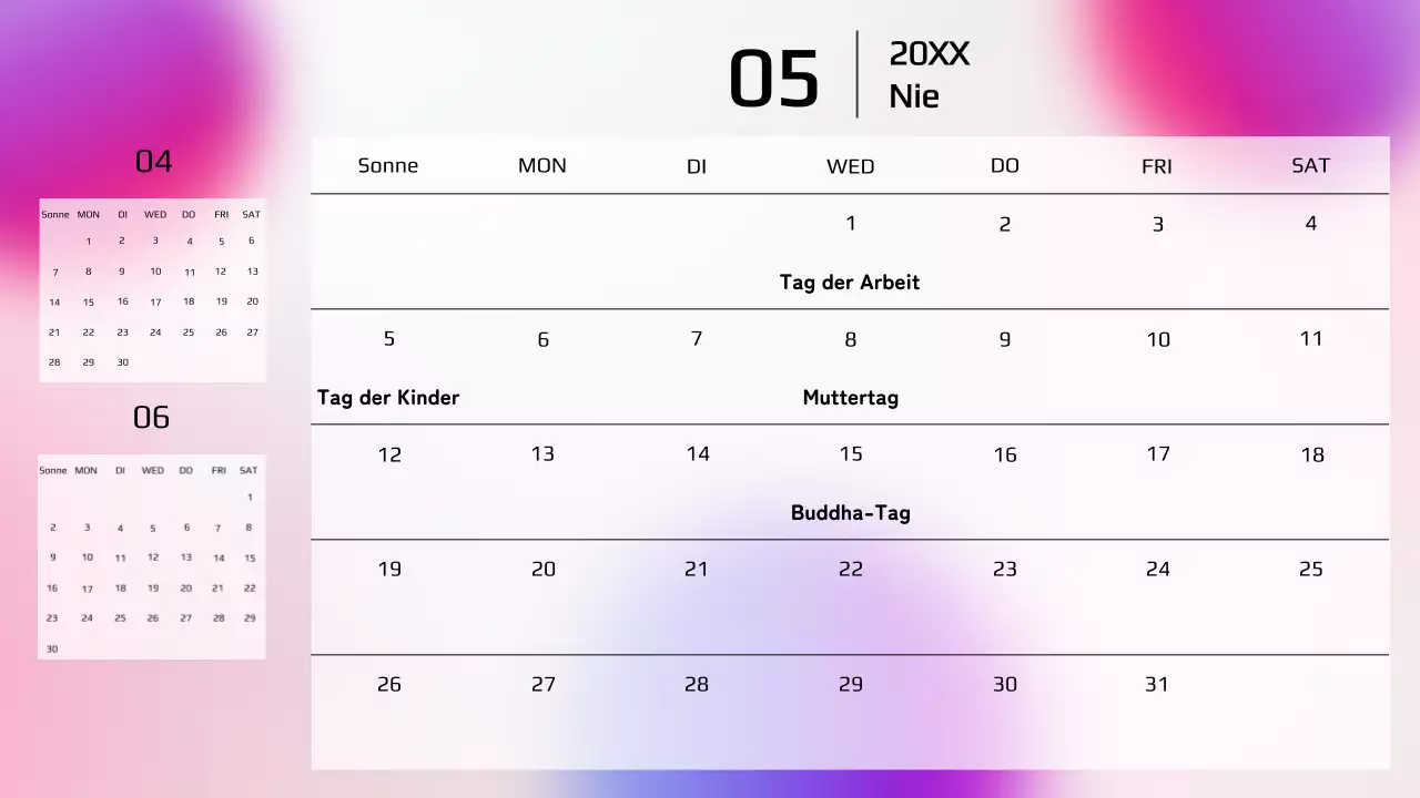 Ein Regenbogen von trendigen Kalenderplanern