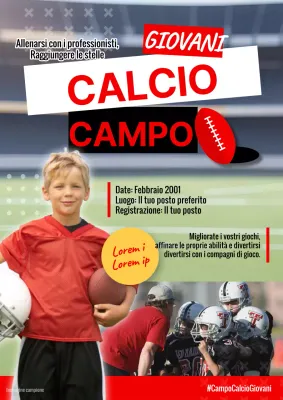 Pubblicità del campo di calcio di tendenza rosso e bianco