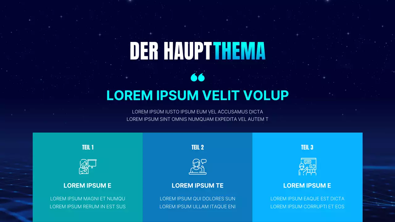 Einfache Konferenzpräsentation in Marineblau und Hellblau