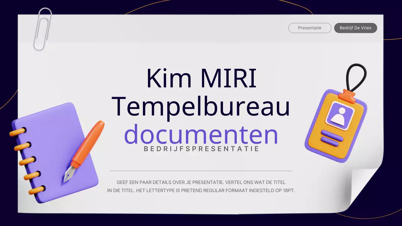 Een eenvoudig zakelijk rapport voor kantoormedewerkers in paars en geel